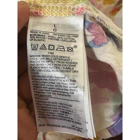 Gap Smocked Maxi Dress Women’s Large Square Neck Floral Multi Boho Summer Beach - Picture 5 of 7